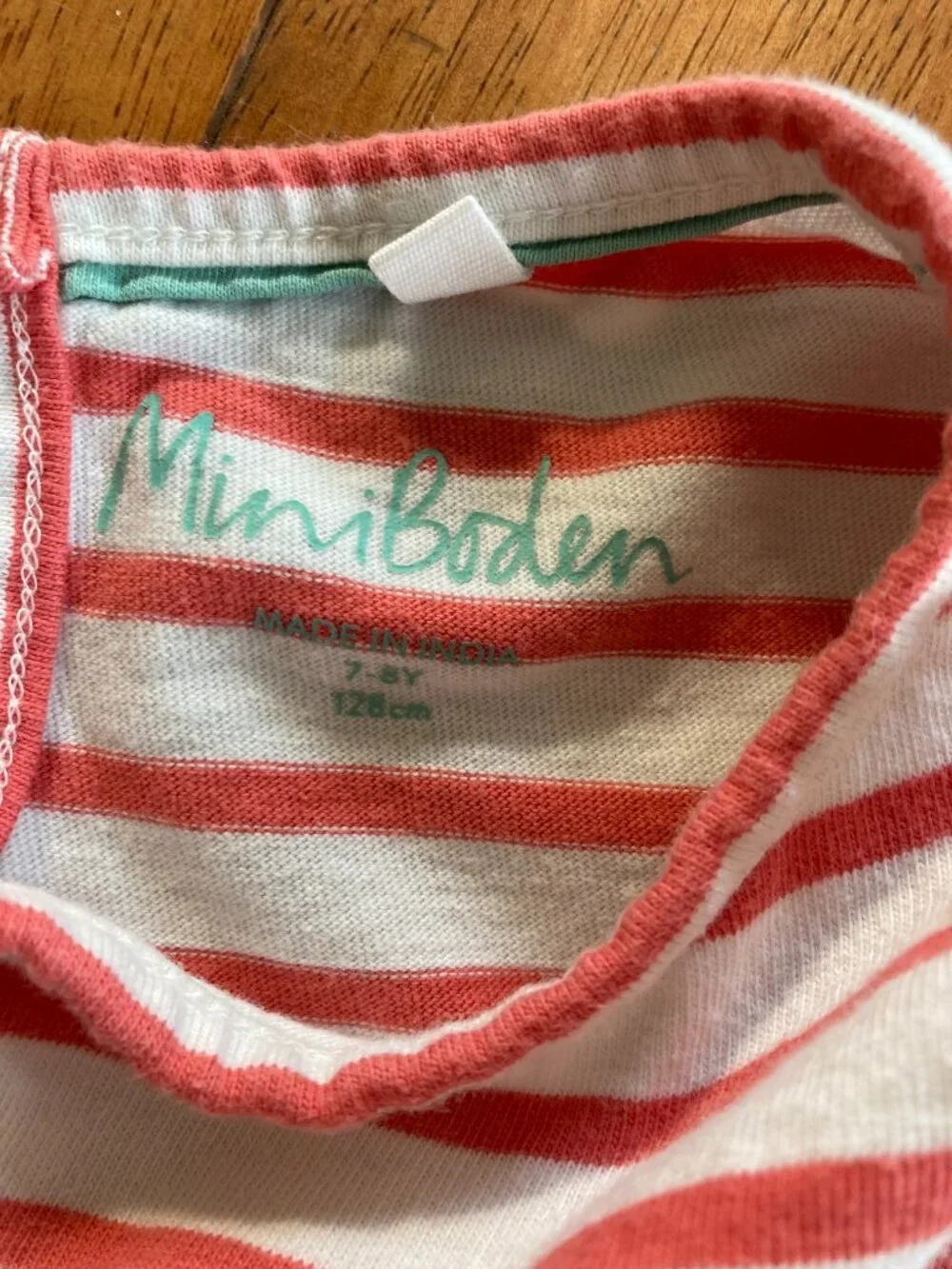 Mini Boden Red Striped Floral hotchpotch Dress 7-8y